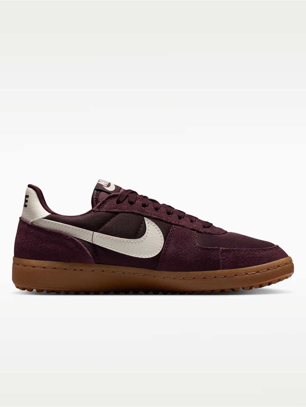Nike Field General Low-Top Sneaker in Burgundy and White with Gum Sole